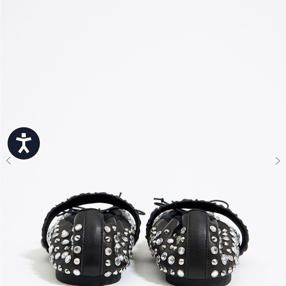 NWT BIMBA y Lola STUDDED BLACK LEATHER BALLERINA Ballet Flats size 39 - Picture 3 of 12